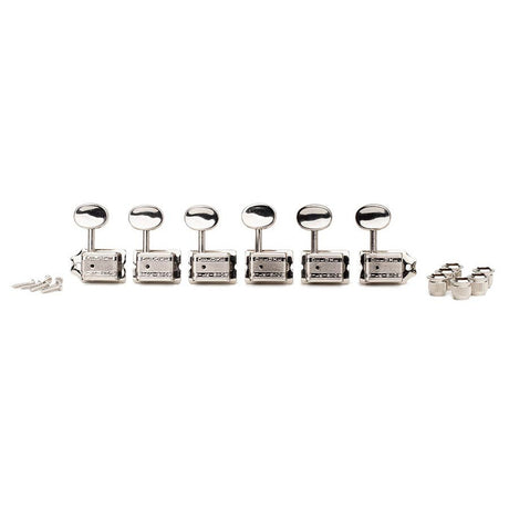 Wilkinson 162-NL-4S2M machine heads for guitar, with EZ LOK and staggered post height, 6x left, nickel