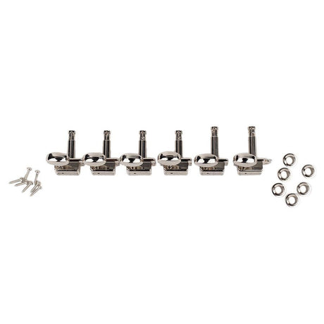 Wilkinson 162-NL-4S2M machine heads for guitar, with EZ LOK and staggered post height, 6x left, nickel