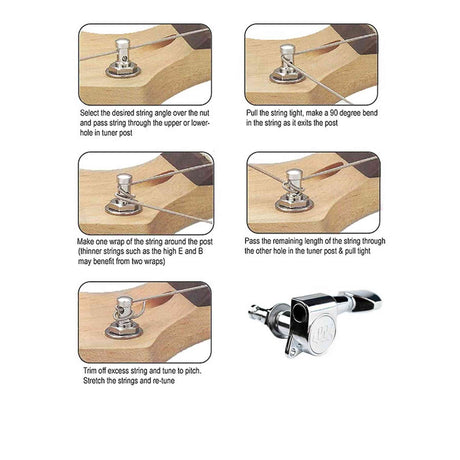 Wilkinson 162-NL-4M2L Stemmechanieken voor gitaar, met EZ LOK and staggered post height, 6x links, nikkel
