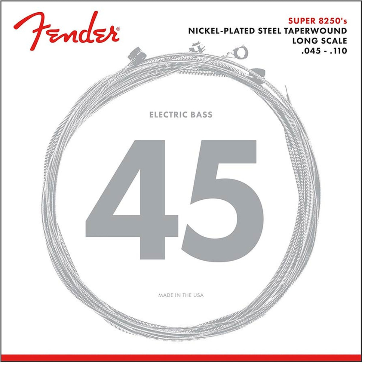 Fender F-8250M snaren set elektrisch bass snaars through body , nickel roundwound, medium 045-065-085-110TW