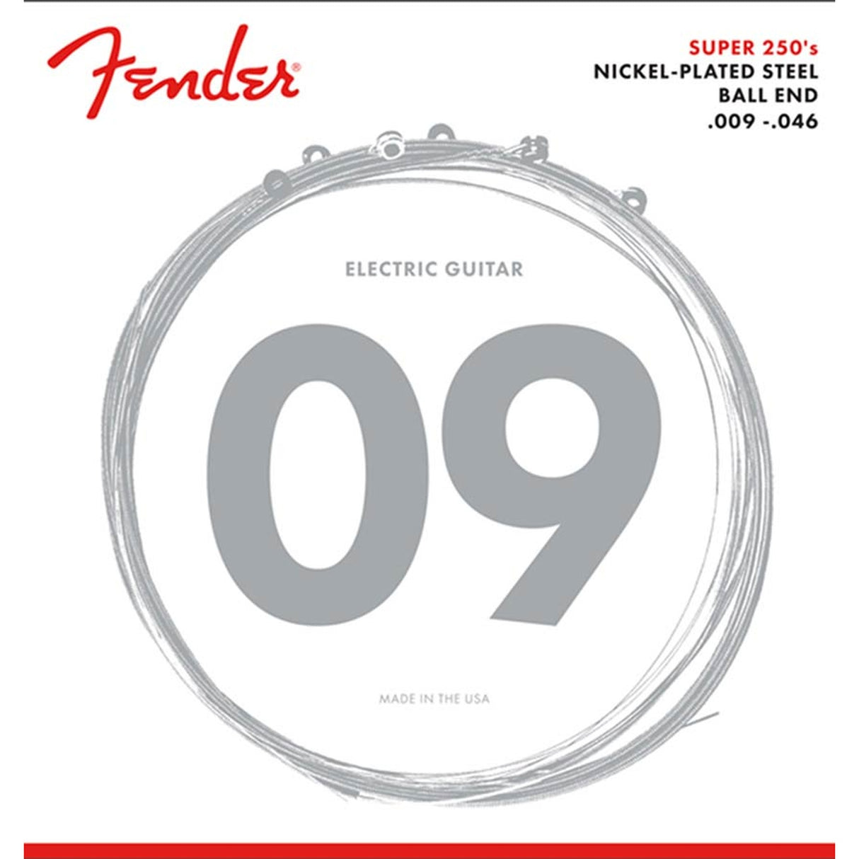 Fender F-250LR snaren set elektrisch, nickel roundwound, regular light, 009-011-016-026-036-046