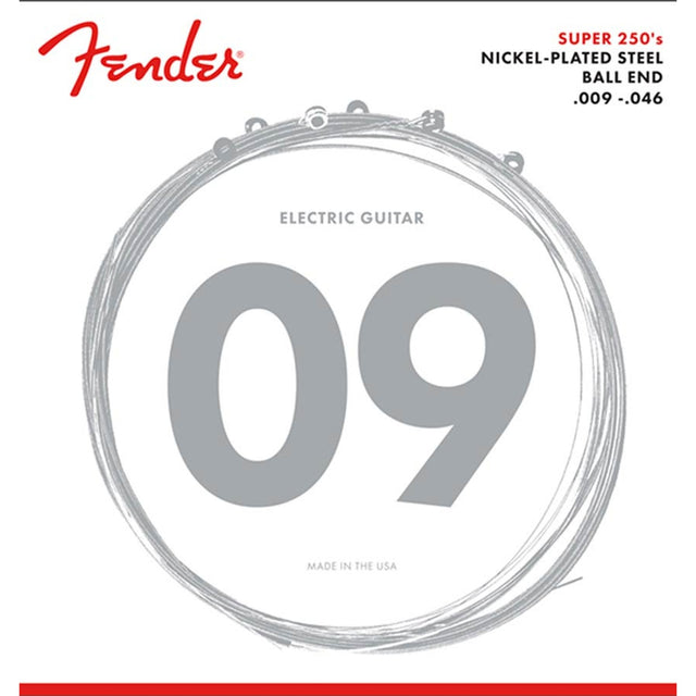 Fender F-250LR snaren set elektrisch, nickel roundwound, regular light, 009-011-016-026-036-046