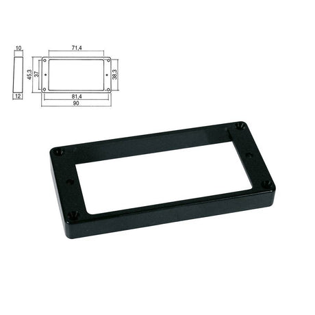 Boston HPF-08-TBK pickup ring, humbucker, plastic, black, height: 10,0-12,0mm, high, flat