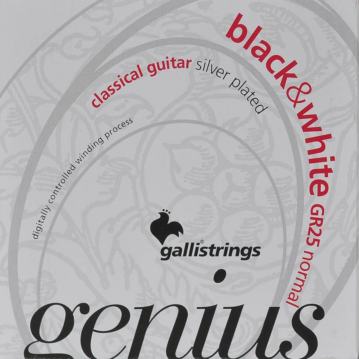 Galli GR-25 snaren set classic, black trebles and silverplated basses, normal tension, 028-032-040-029-037-044