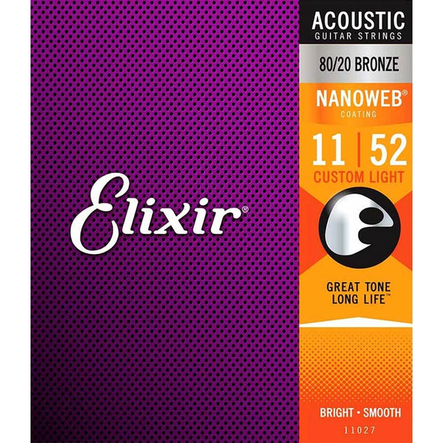 Elixir EL-11027 snaren set acoustic coated 80/20 bronze, custom light, 011-015-022-032-042-052