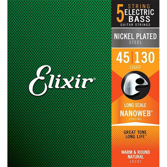 Elixir EL-14202 snaren set 5-snaar elektrisch bass coated, light, 045-065-085-105-130