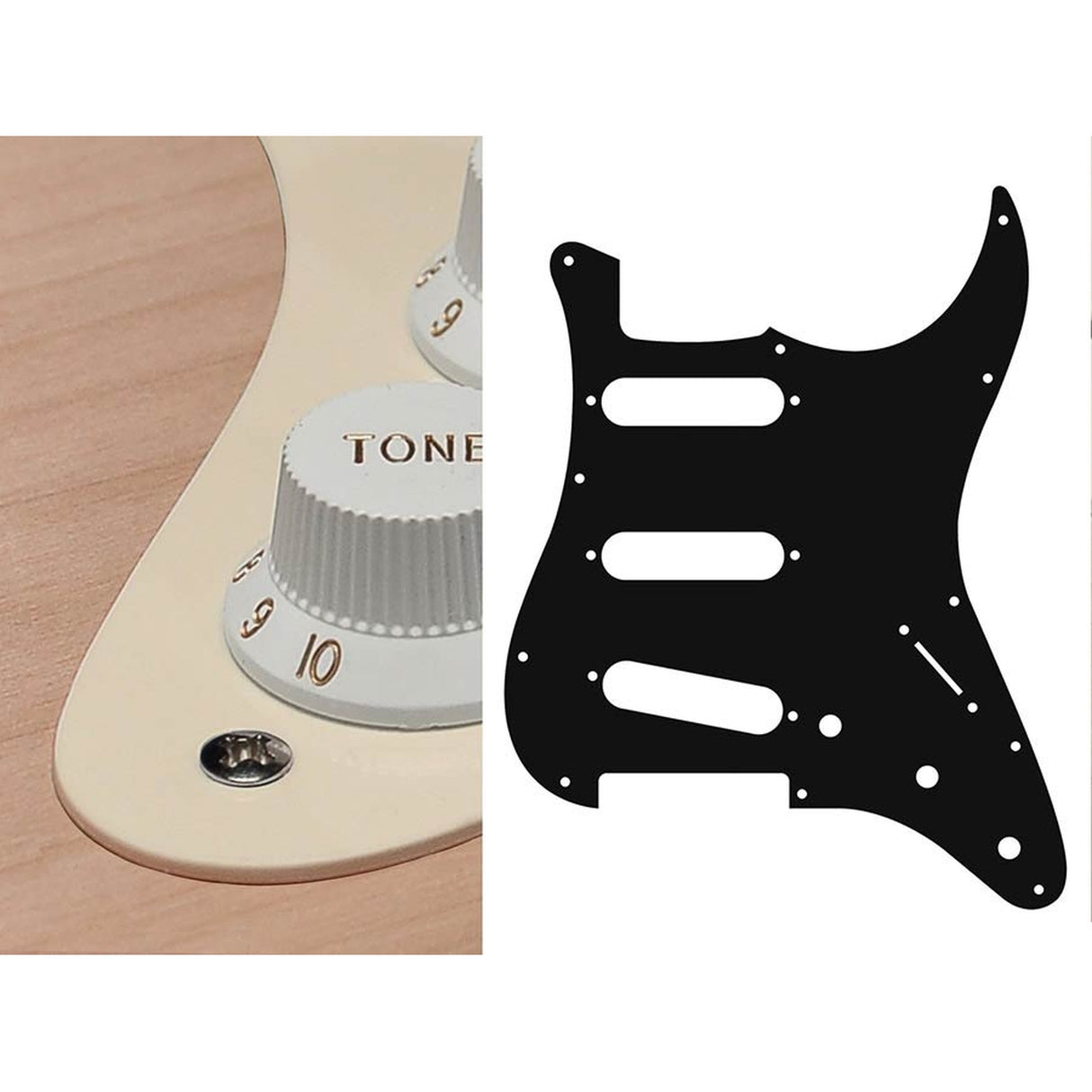 Boston ST-113-VW pickguard, Stallion, standard, SSS, 3 pot holes, 3-5 switch, 1 ply, vintage white