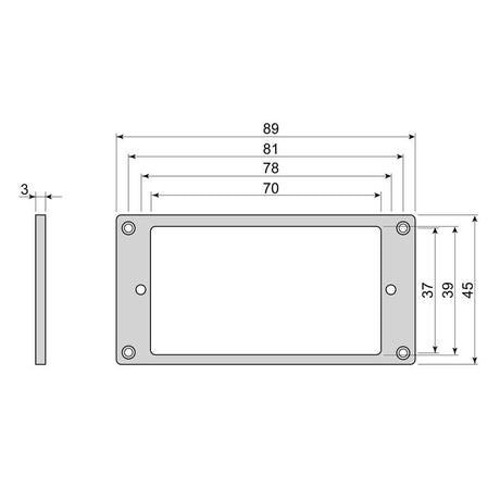 Boston HF3030BK humbucker frame, flat, 3x3mm, black