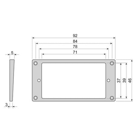 Boston HFS3050BK humbucker frame, flat bottom slanted top, 3 to 5mm height, black