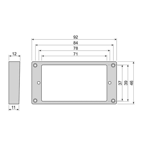 Boston HFS110120BK humbucker frame, flat bottom slanted top, 11 to 12mm height, black