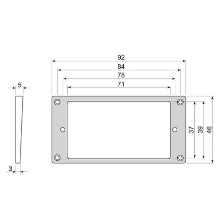 Boston HCS3050BK humbucker frame, curved bottom slanted top, 3 to 5mm height, black