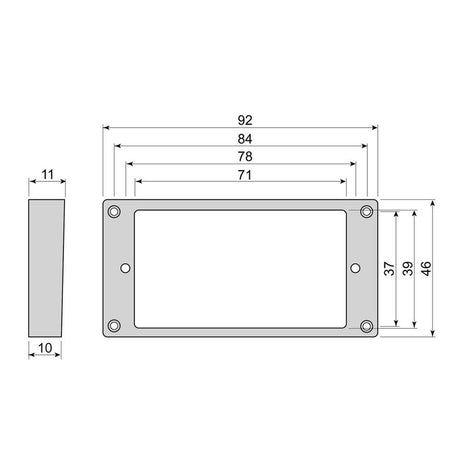 Boston HCS100110BK humbucker frame, curved bottom slanted top, 10 to 11mm height, black