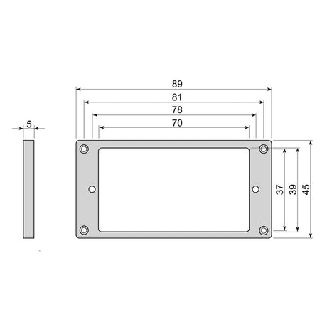 Boston HF5050IV humbucker frame, flat, 5x5mm, ivory