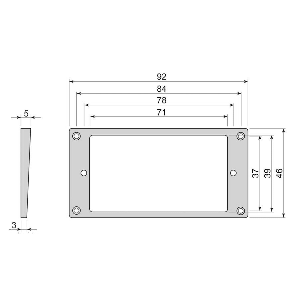 Boston HFS3050IV humbucker frame, flat bottom slanted top, 3 to 5mm height, ivory