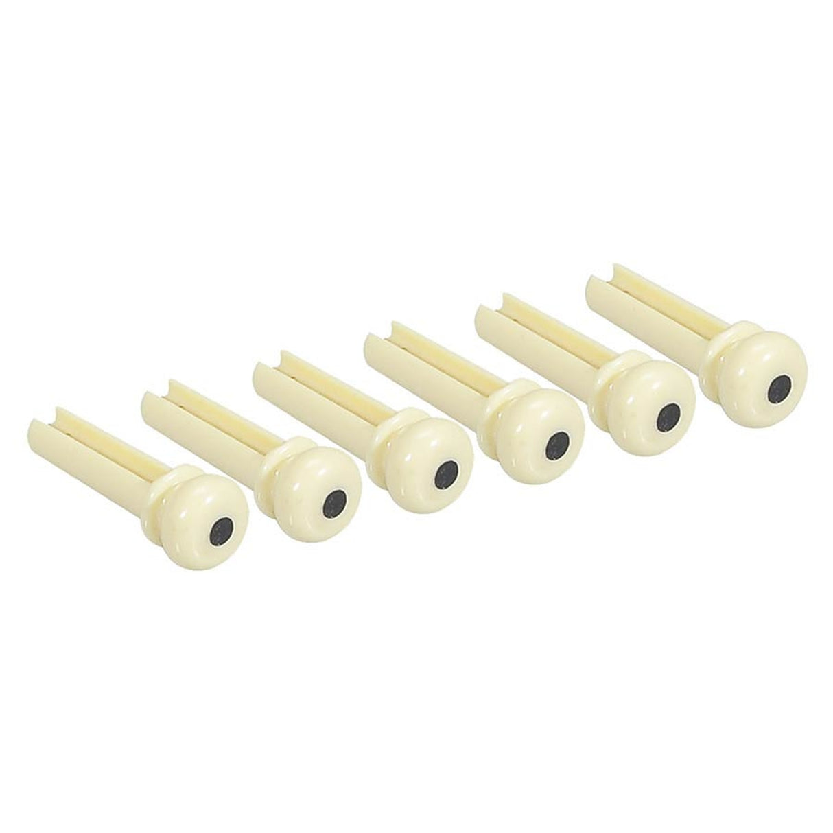 Boston 2130 bass bridge pins, plastic, 6-pack, ivory with black dot