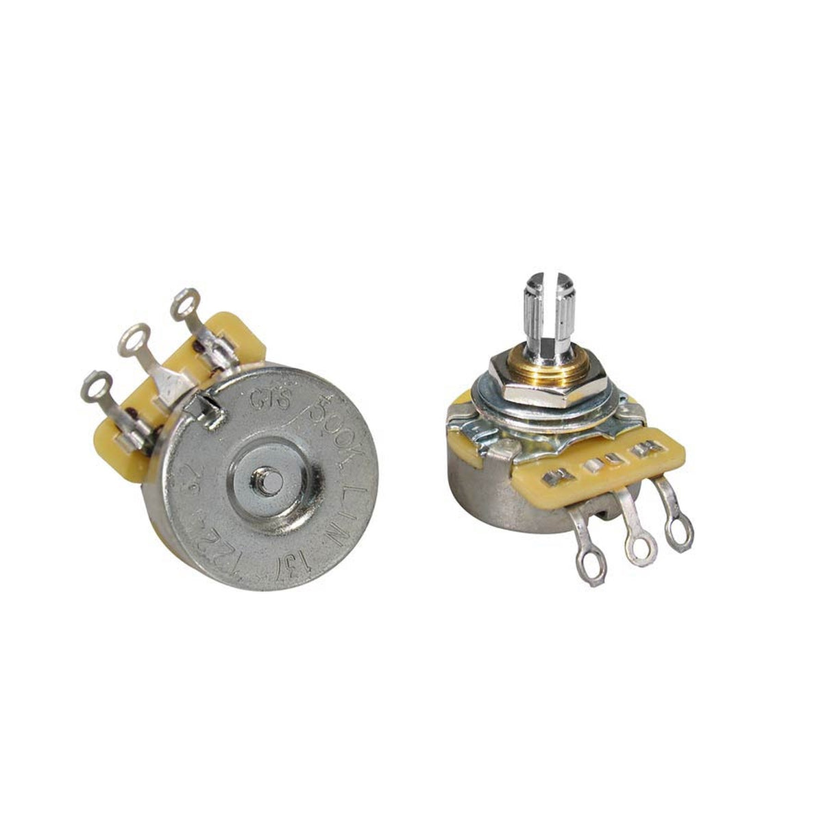 CTS USA CTS500-B62 potentiometer, short .250" bushing for pg mount, 3/8" diam. dished back, 500K linear