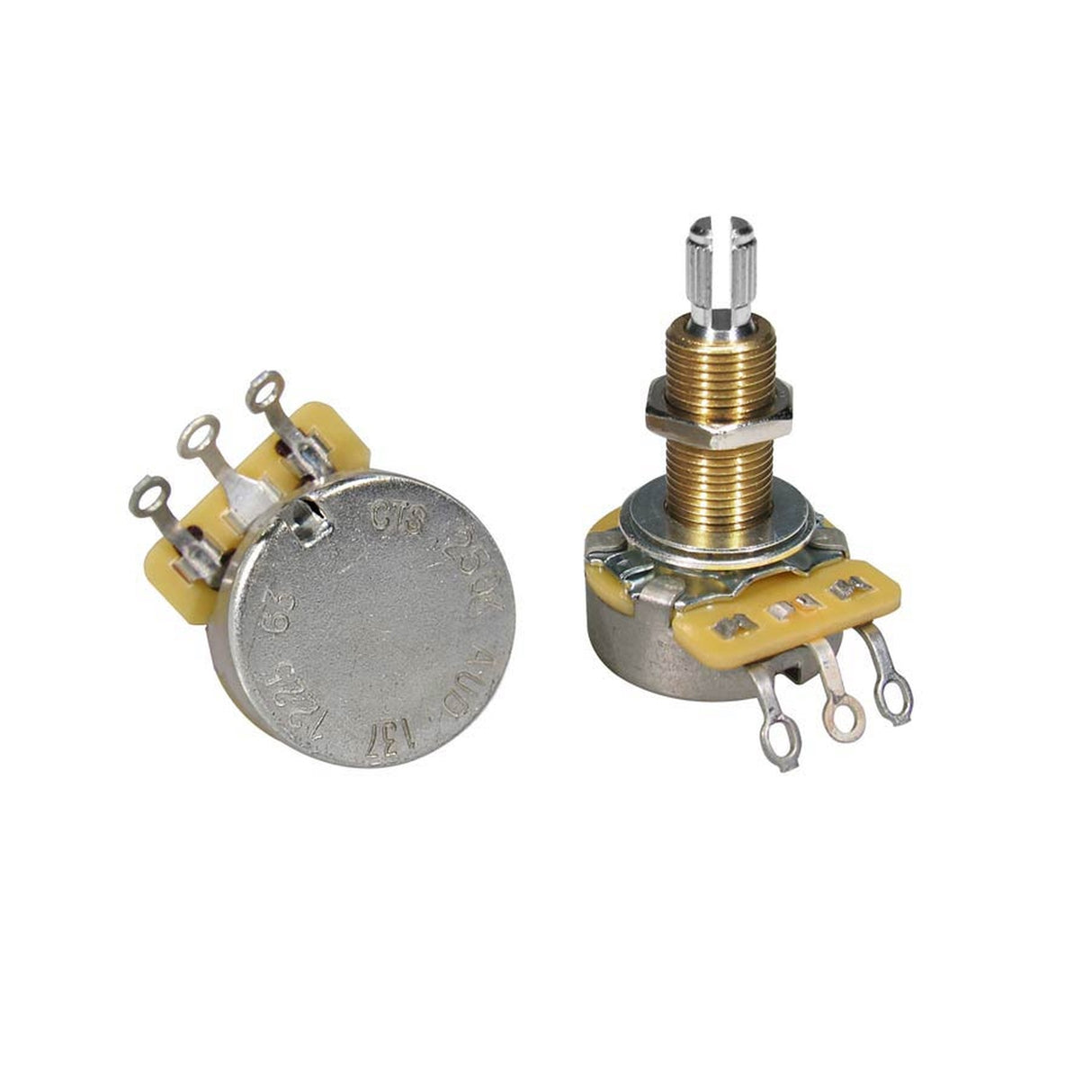 CTS USA CTS250-A63 potentiometer, long .750" bushing for thick/carved tops, 3/8" diam., LP USA, 250K audio