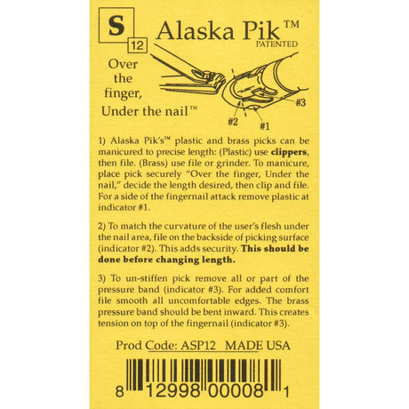 Alaska Pik ASP-12 vingernagelpick plastic, 12-pack, klein 16mm.