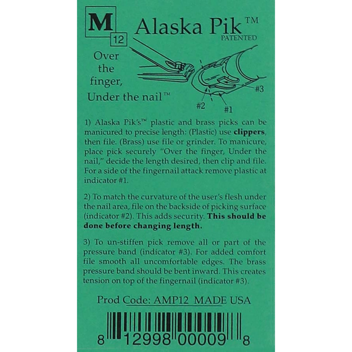 Alaska Pik AMP-12 vingernagelpick plastic, 12-pack, medium 18mm.