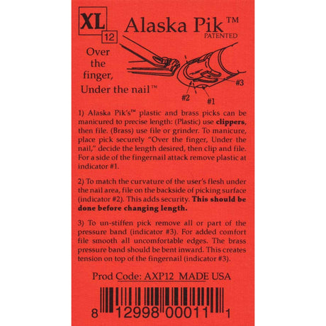 Alaska Pik AXP-12 vingernagelpick plastic, 12-pack, extra groot 22mm.