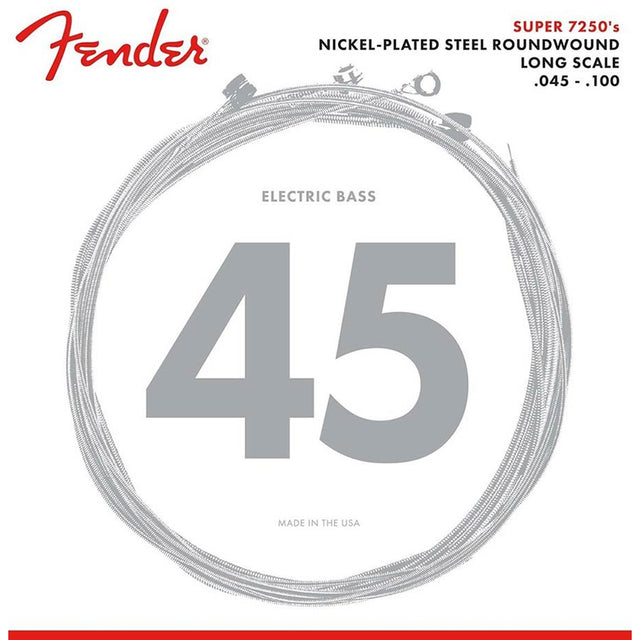 Fender F-7150ML snaren set elektrisch bass, pure nickel roundwound, medium light 045-065-080-100