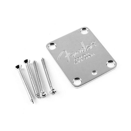 Fender 991445100 neck plate American Series, for guitar, Fender Corona logo, chrome