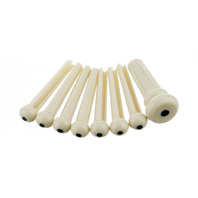 Fender 990402000 bridge pins for acoustic guitar, set of 7, white with black dot