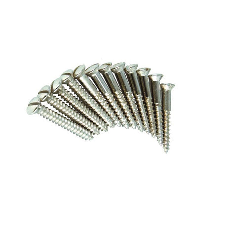 Fender 18371049 bridge mounting screws, vintage '52 Tele, 6 x 1 slotted, nickel, 12 pcs