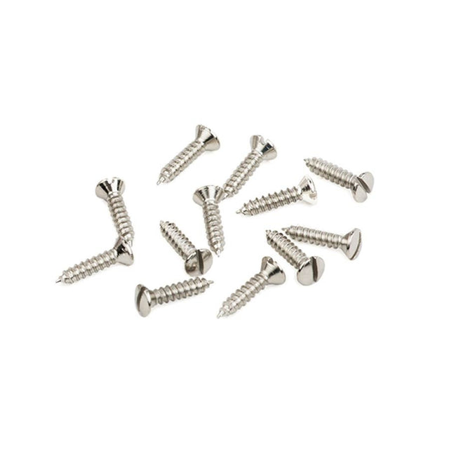 Fender 18368049 pickguard/control plate mounting screws, '50s era Tele, 4 x 1/2 slotted, nickel, 12 pcs