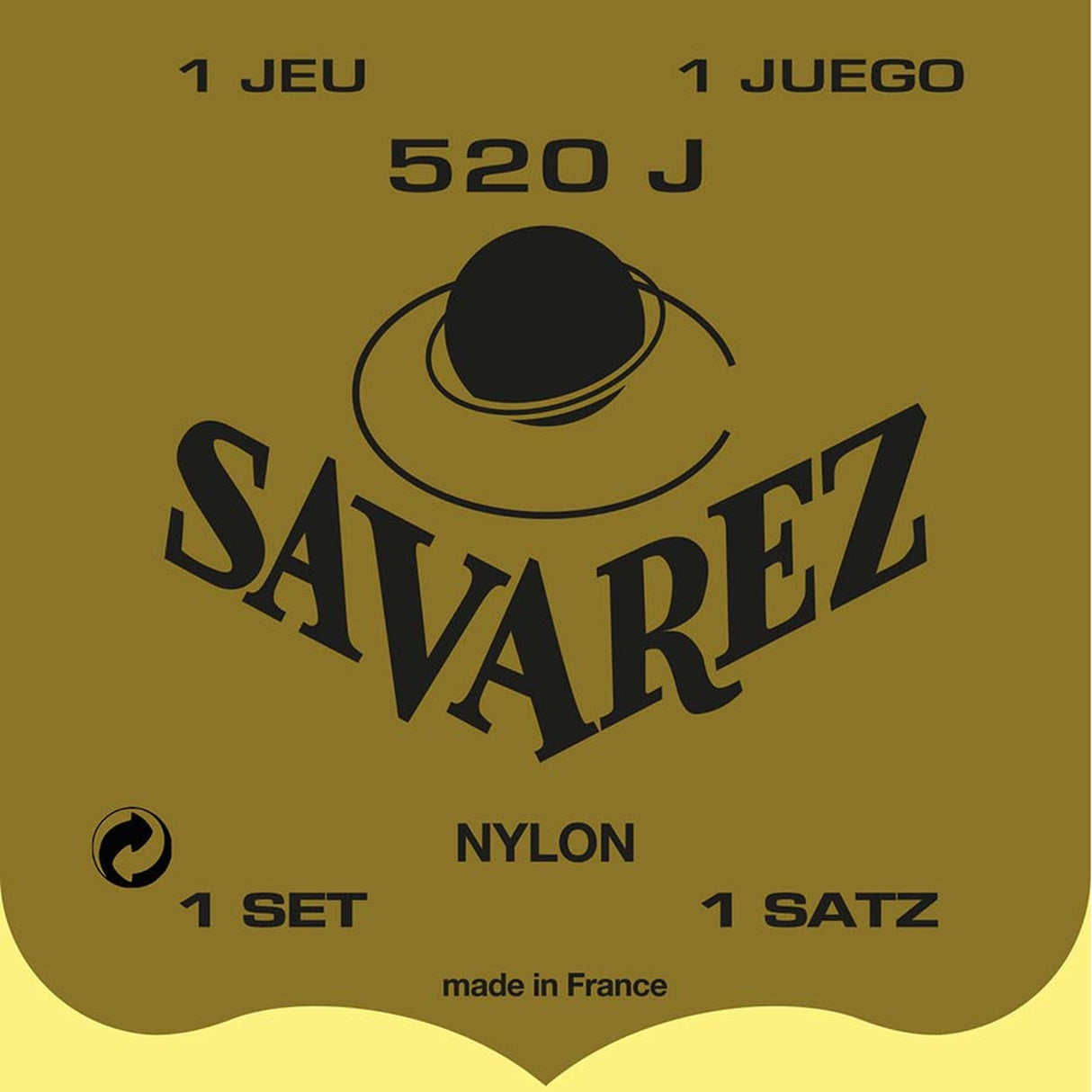 Savarez 520-J snaren set classic, Jaune, rectified nylon, traditional basses, extra hard tension