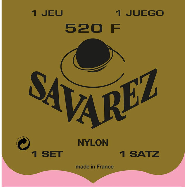 Savarez 520-F snaren set classic, Rouge, rectified nylon, traditional basses, hard tension, wound G-3