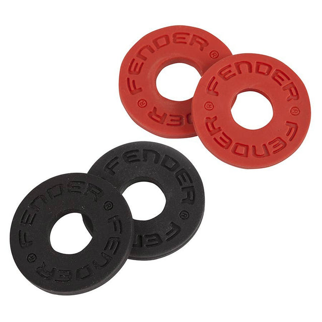 Fender 990819000 Strap Blocks, rubber strap locking rings, one pair red and one pair black