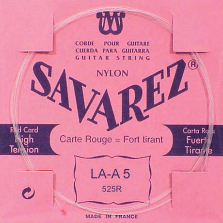 Savarez 525-R A-5 snaar, silverplated nylon rouge , from 520-R set, hard tension