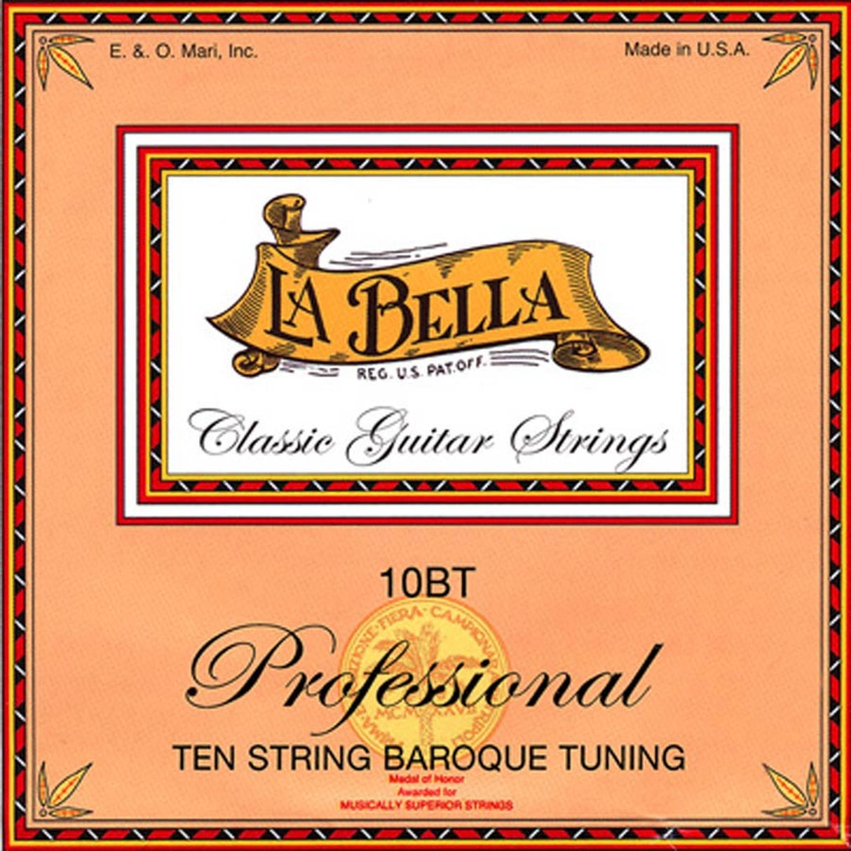 La Bella L-10BT snaren set classic, clear nylon trebles and silverplated basses, for 10-snaar, baroque tuning