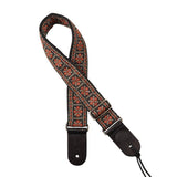 Gaucho GST-181-RG gitaarriem, 2" jacquard geweven, leren slips, rood en goud