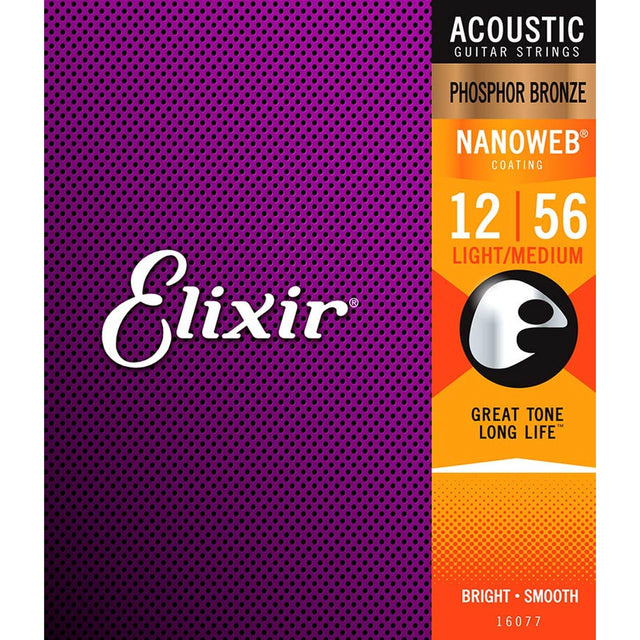 Elixir EL-16077 snaren set acoustic coated phosphor bronze, medium light, 012-016-024-035-045-056