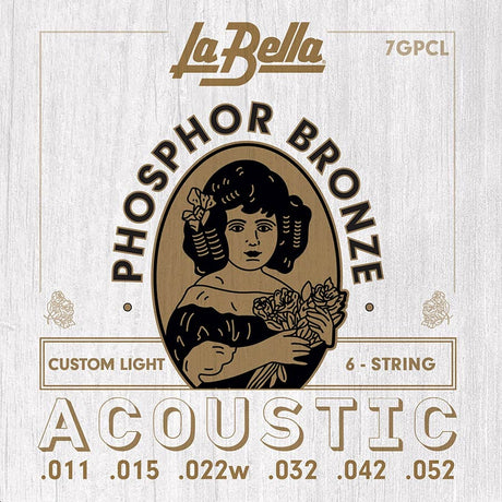 La Bella L-7GPCL snaren set acoustic custom light, 011-015-022w-032-042-052