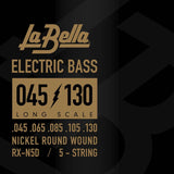La Bella L-RX-N5B snaren set elektrisch 5-snaar bass, nickel round wound, 045-065-080-100-125