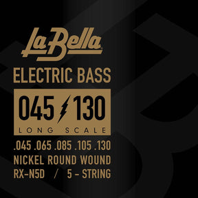 La Bella L-RX-N5B snaren set elektrisch 5-snaar bass, nickel round wound, 045-065-080-100-125