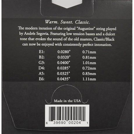 Augustine AU-CLBK Black snaren set classic, regular tension trebles & light tension basses