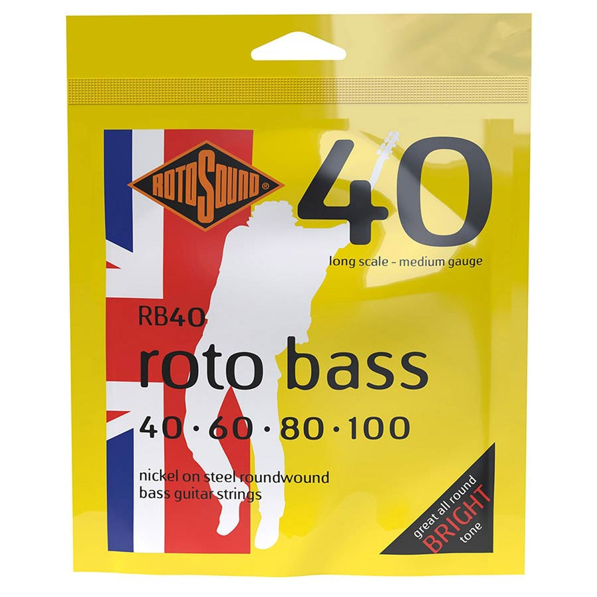 Rotosound RB40 snaren set elektrisch bass nickel wound 40-100, medium gauge