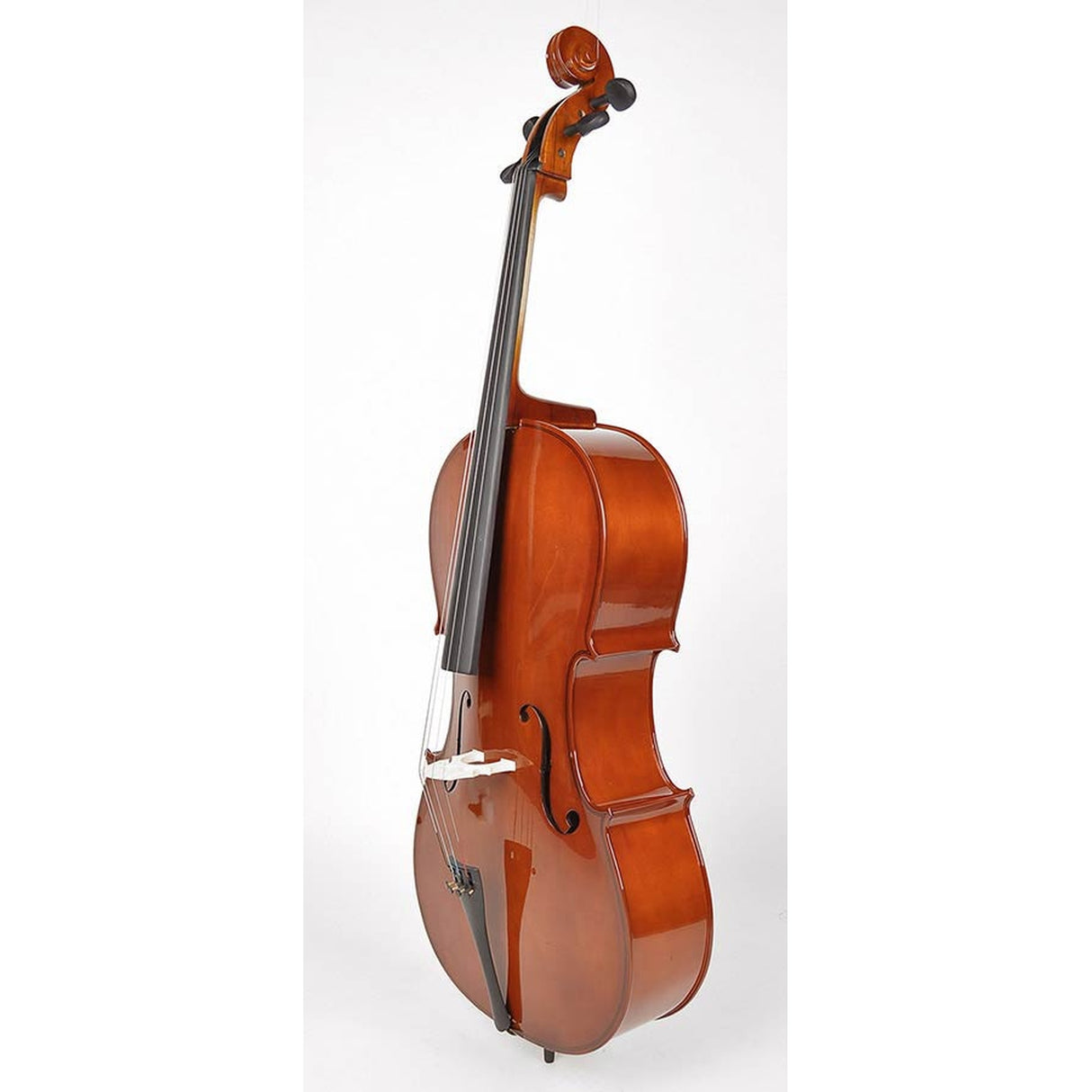 Leonardo LC-1012 cello 1/2, gelamineerde body, nitro, hardhout toets en stemsleutels, inclusief tas en strijkstok