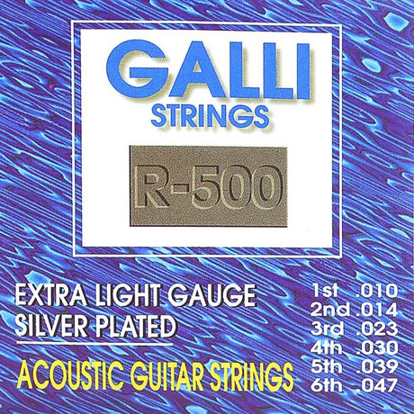 Galli R-500 snaren set acoustic, silverplated wound, 010-014-023w-030w-039w-047w