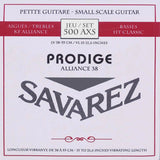 Savarez 500-AXS snaren set classic, KF composite fiber, silverwound Corum basses, Prodige 38 55cm