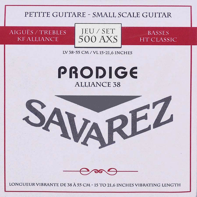 Savarez 500-AXS snaren set classic, KF composite fiber, silverwound Corum basses, Prodige 38 55cm