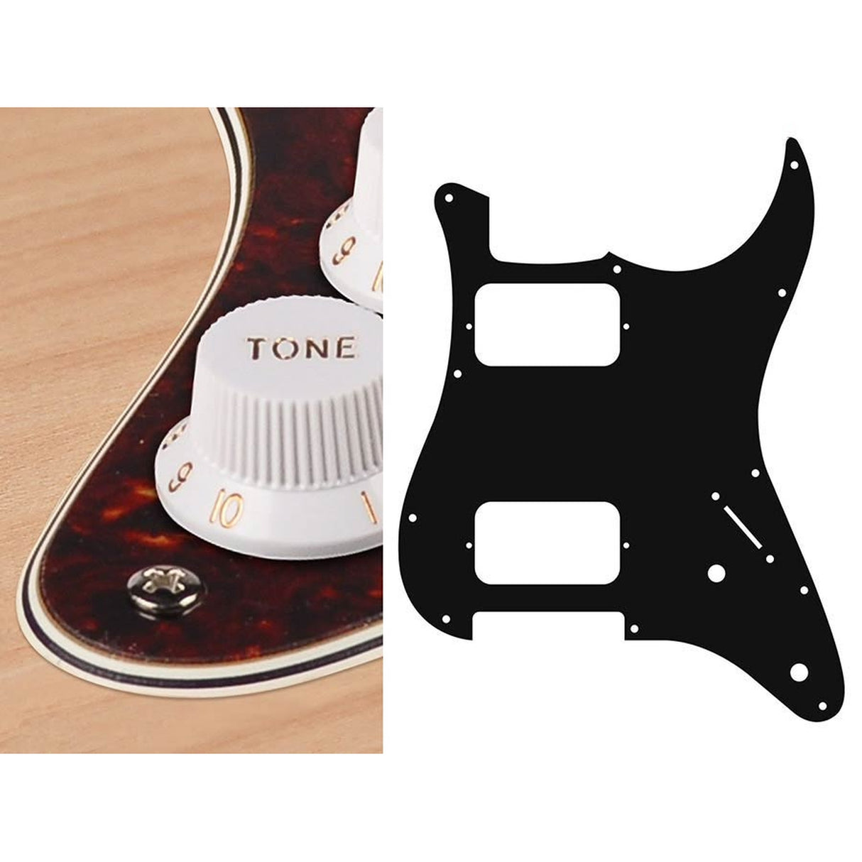 Boston ST-432-TI pickguard, Stallion, HH, 2 pot holes, 3-5 switch, 4 ply, tortoise intense