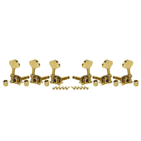 Wilkinson WJ-28N/GD Stemmechanieken voor gitaar, open geared, 3x links + 3x rechts, goud, ratio 1:19