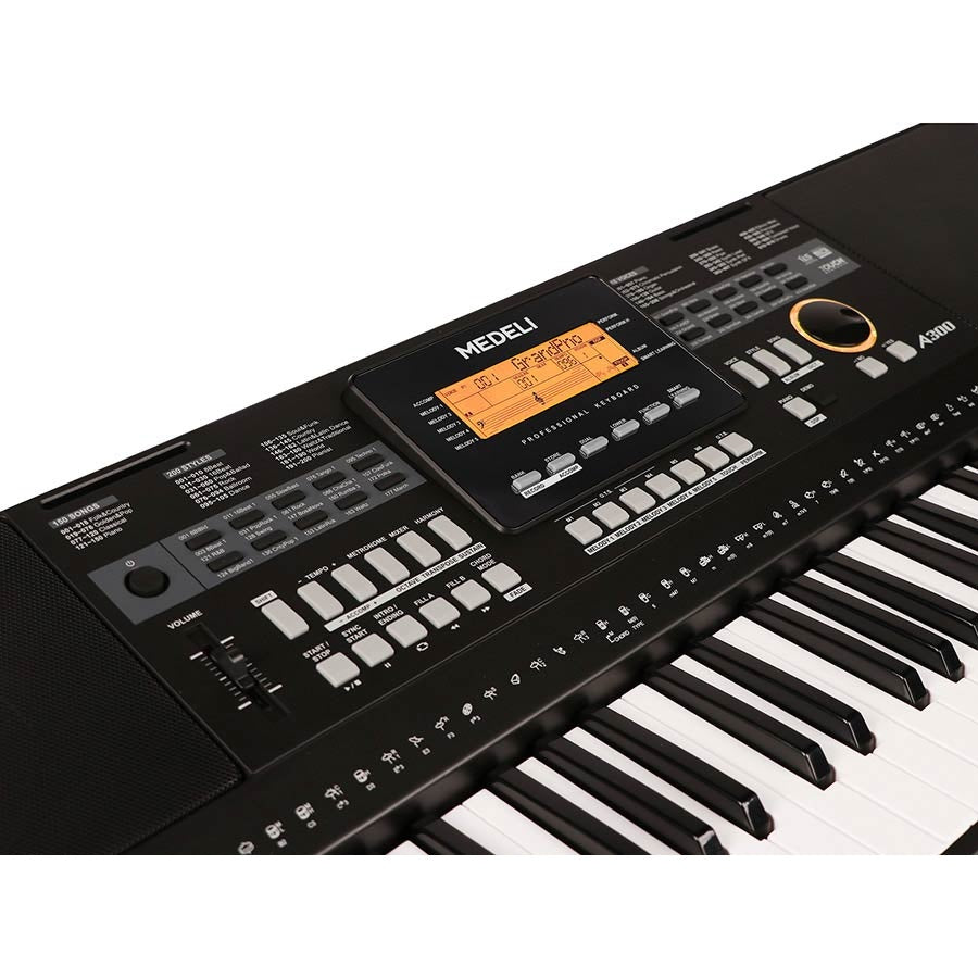 Medeli A300 Keyboard – 61 Aanslaggevoelige Toetsen, 618 Klanken en DSP-effecten