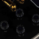 SX EH3-BK elektrische gitaar – LP Custom stijl, 2 humbuckers, mahonie/esdoorn, zwart + gouden hardware