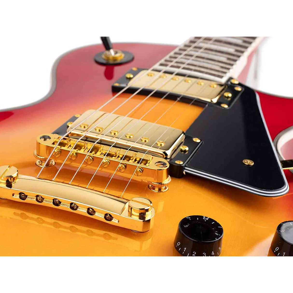 SX EH3-CS elektrische gitaar – LP Custom stijl, 2 humbuckers, mahonie/esdoorn, Cherry Sunburst + gouden hardware